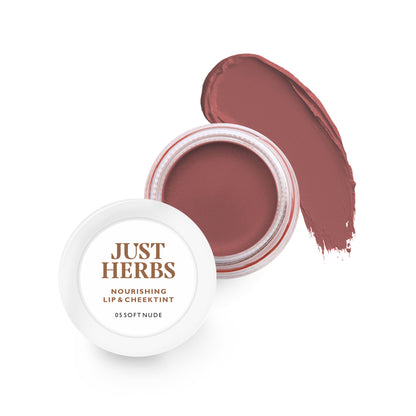 Just Herbs Herb Enriched Lip & Cheek Tint, Soft Nude 05, Natural Finish & Hydrating - 05 Soft Nude