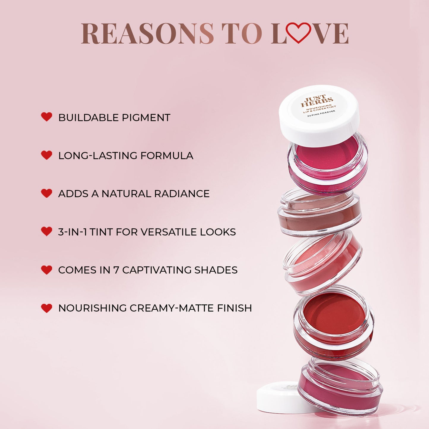 Just Herbs Herb Enriched Lip & Cheek Tint, Soft Nude 05, Natural Finish & Hydrating - 05 Soft Nude