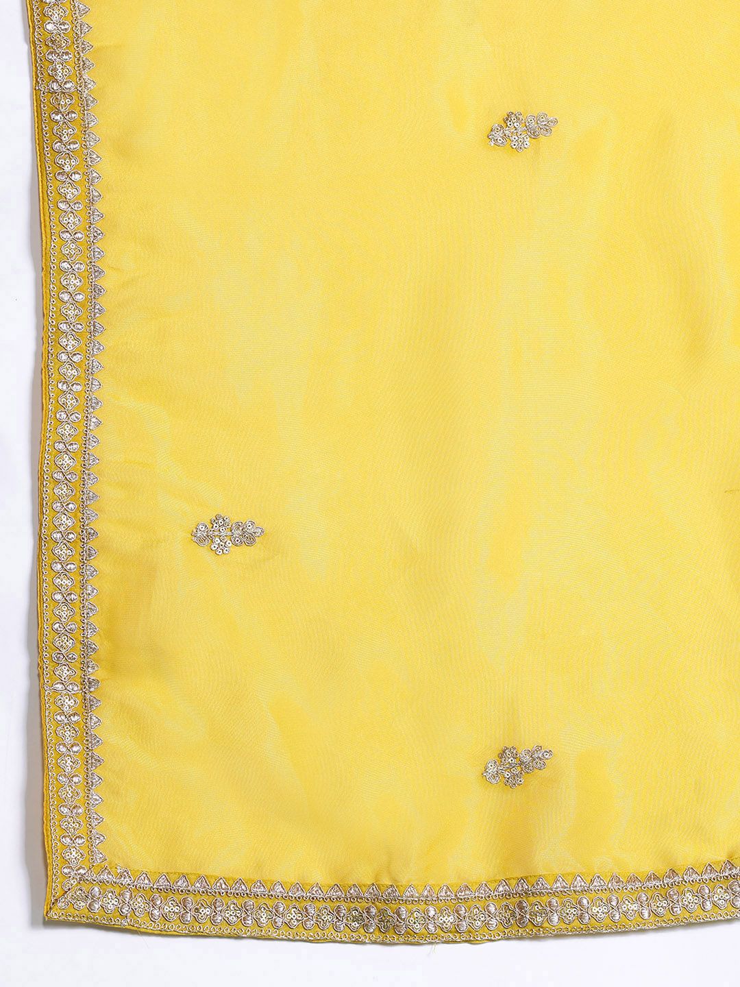 Indyancart IE Ethnic Motifs Embroidered Sequinned Kurta with Palazzos & With Dupatta