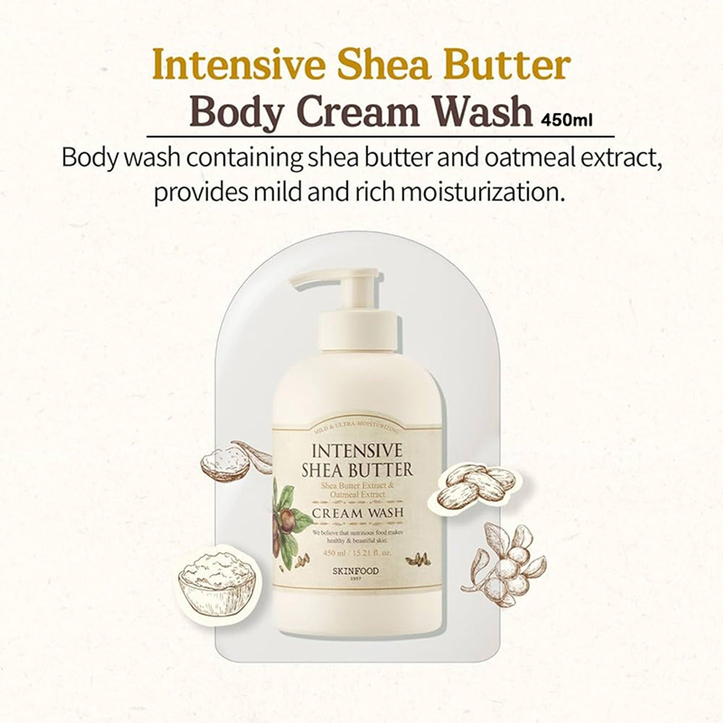 Skinfood Intensive Shea Butter Cream Wash - Nourishing, Moisturizing, Skin Softening