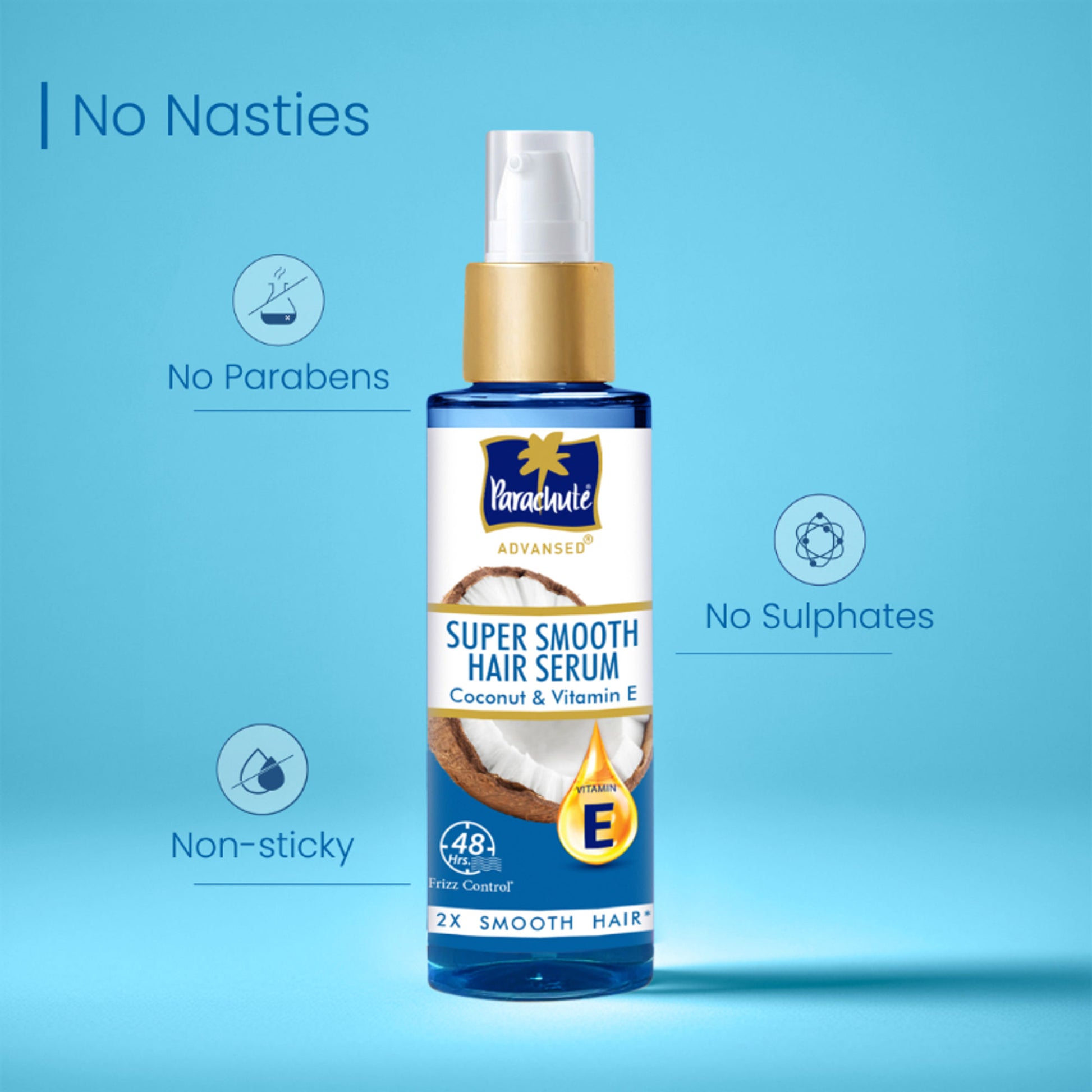 Parachute Advansed Super Smooth Hair Serum, Coconut & Vitamin E, 2X Smooth Hair