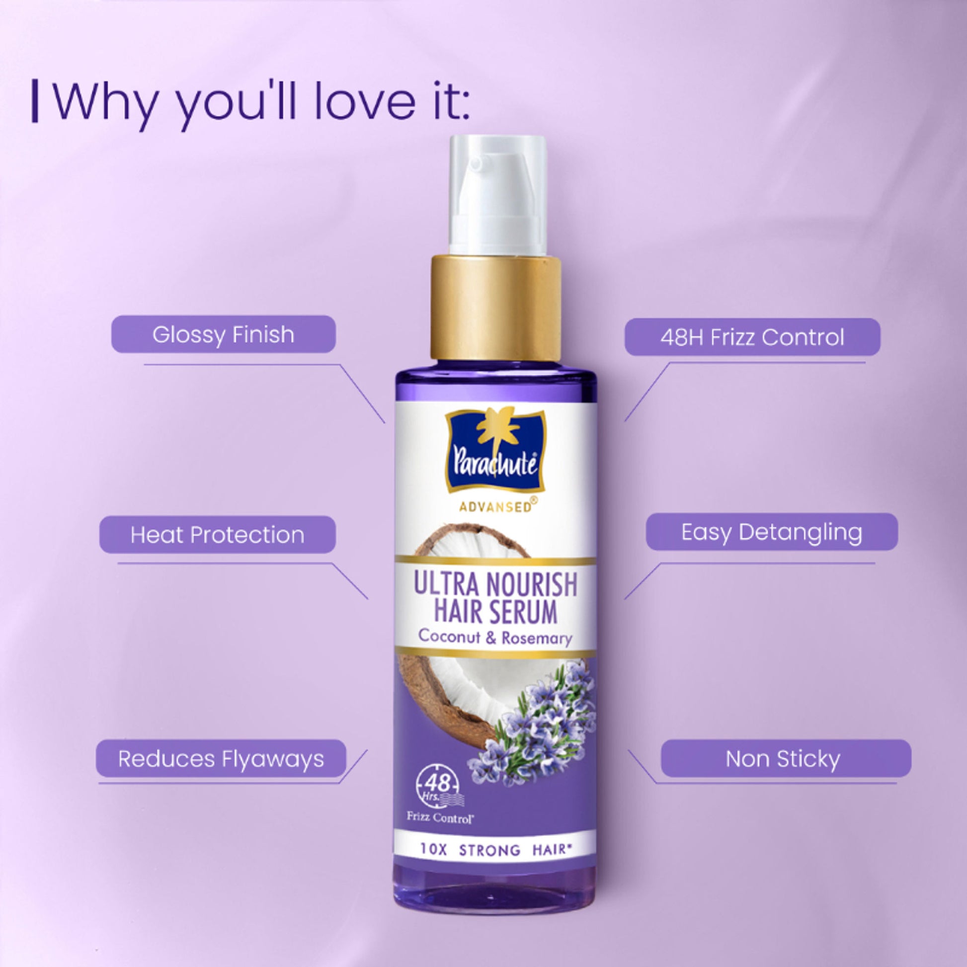 Parachute Advansed Ultra Nourish Hair Serum, Coconut & Rosemary, 10X Strong Hair