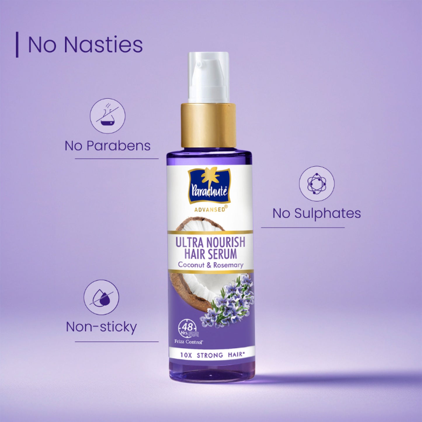 Parachute Advansed Ultra Nourish Hair Serum, Coconut & Rosemary, 10X Strong Hair