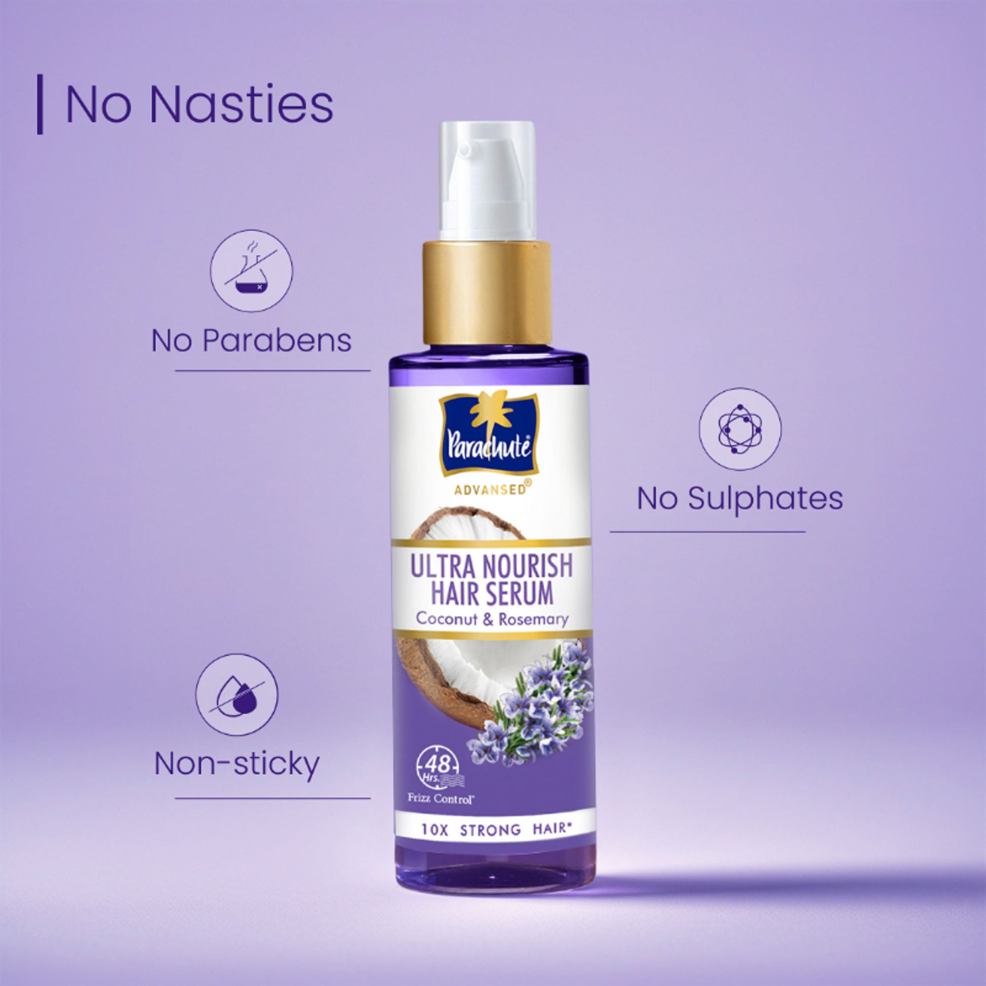 Parachute Advansed Ultra Nourish Hair Serum, Coconut & Rosemary, 10X Strong Hair