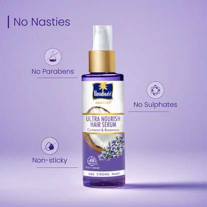 Parachute Advansed Ultra Nourish Hair Serum, Coconut & Rosemary, 10X Strong Hair