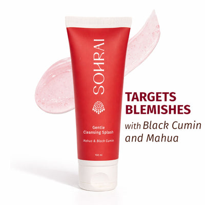 SOHRAI Gentle Cleansing Splash | Foaming Face Wash for Glowing, Blemish-Prone & Sensitive Skin
