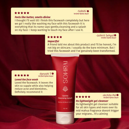 SOHRAI Gentle Cleansing Splash | Foaming Face Wash for Glowing, Blemish-Prone & Sensitive Skin