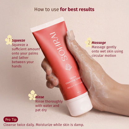 SOHRAI Gentle Cleansing Splash | Foaming Face Wash for Glowing, Blemish-Prone & Sensitive Skin