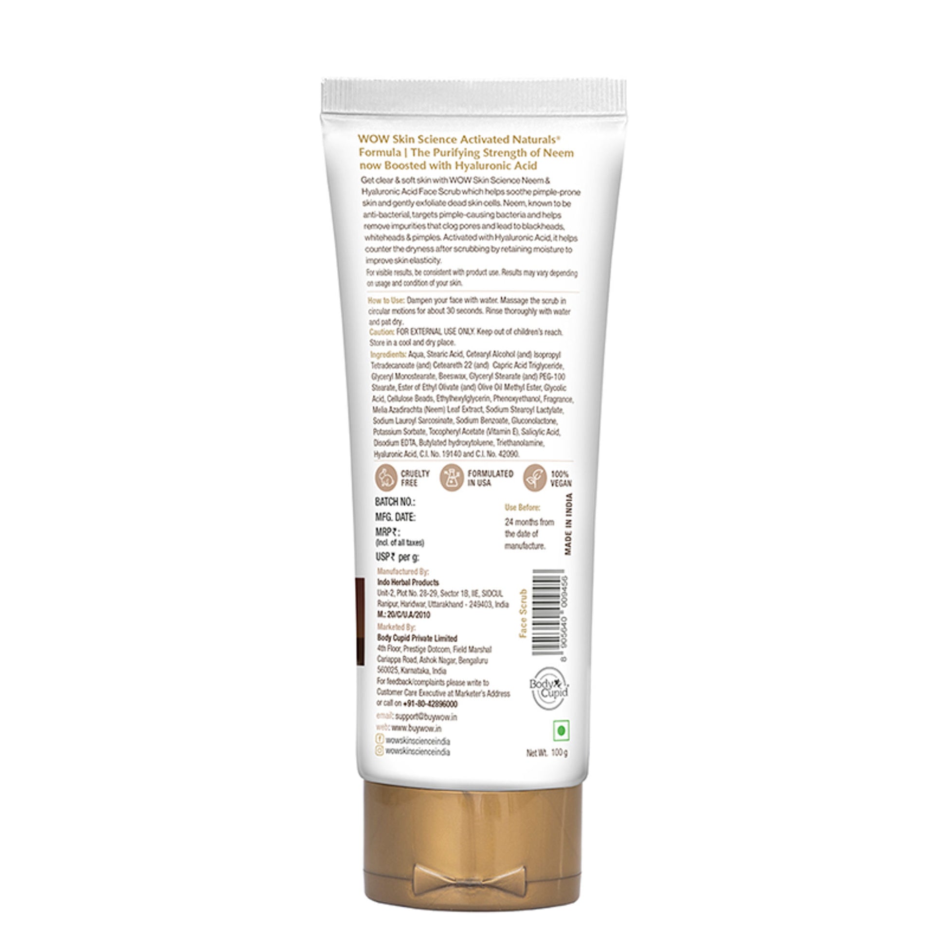 WOW Skin Science Neem & Hyaluronic Acid Pimple Care Face Scrub