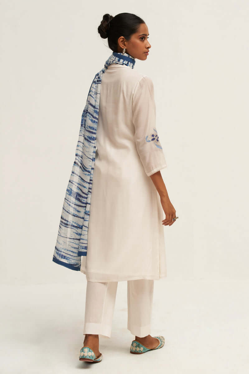 Women's White Embroidered Salwar Suit