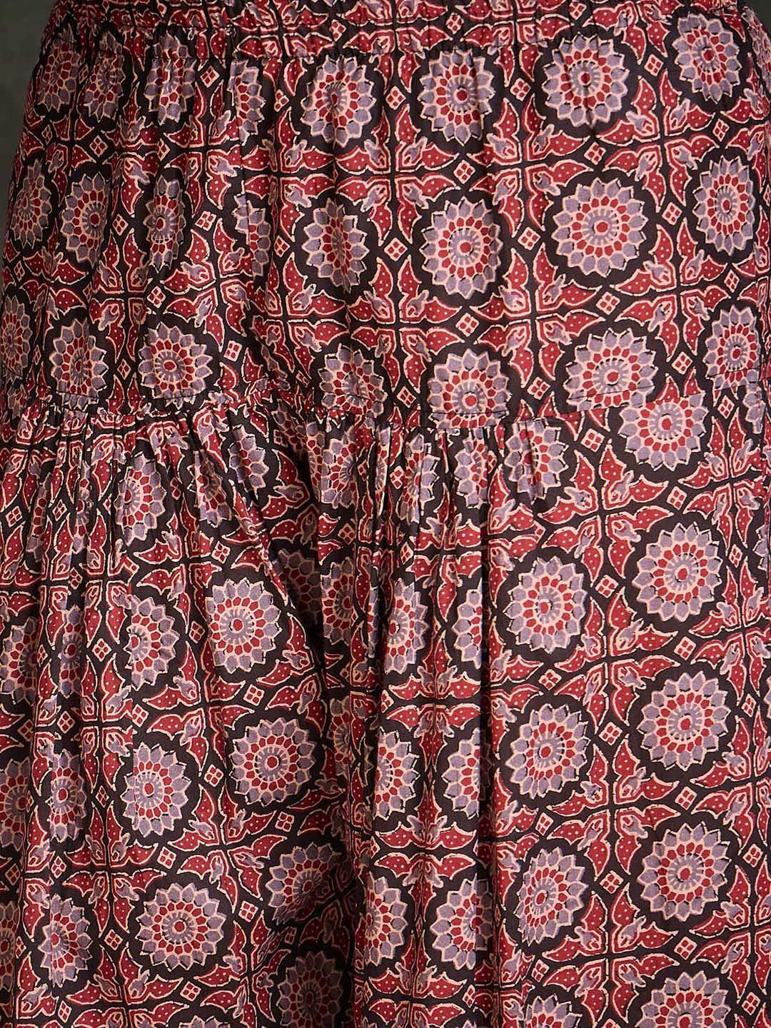 Dhiyona IE Floral Printed V-Neck Pure Cotton Straight Kurta With Salwar