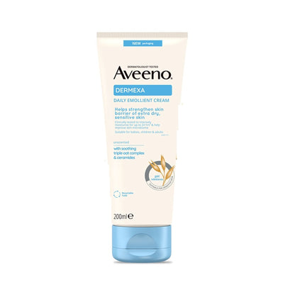 Aveeno Dermexa Daily Emollient Cream | Oat + Ceramide Face & Body Moisturizer for Dry Sensitive Skin