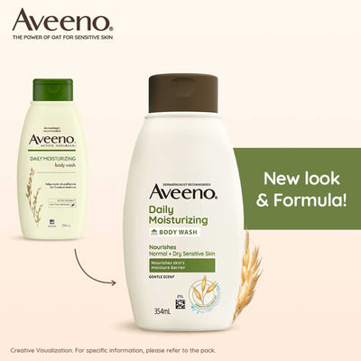 Aveeno Daily Moisturising Body Wash - Prebiotic Oat Cleanse, Moisturize Normal, Dry & Sensitive Skin