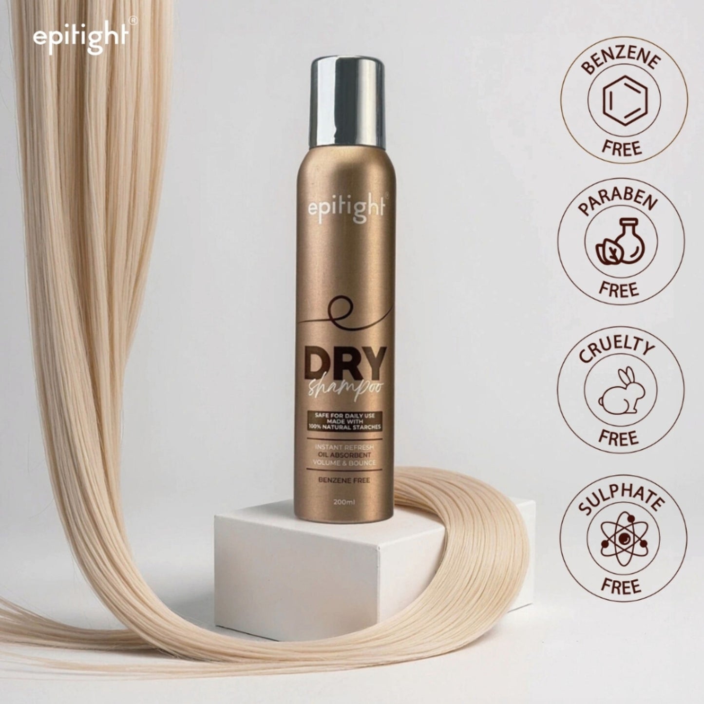 Epitight Dry Shampoo Adds Volume With Corn Starch, Benzene Free & Sunflower Oil - Sulfate Free