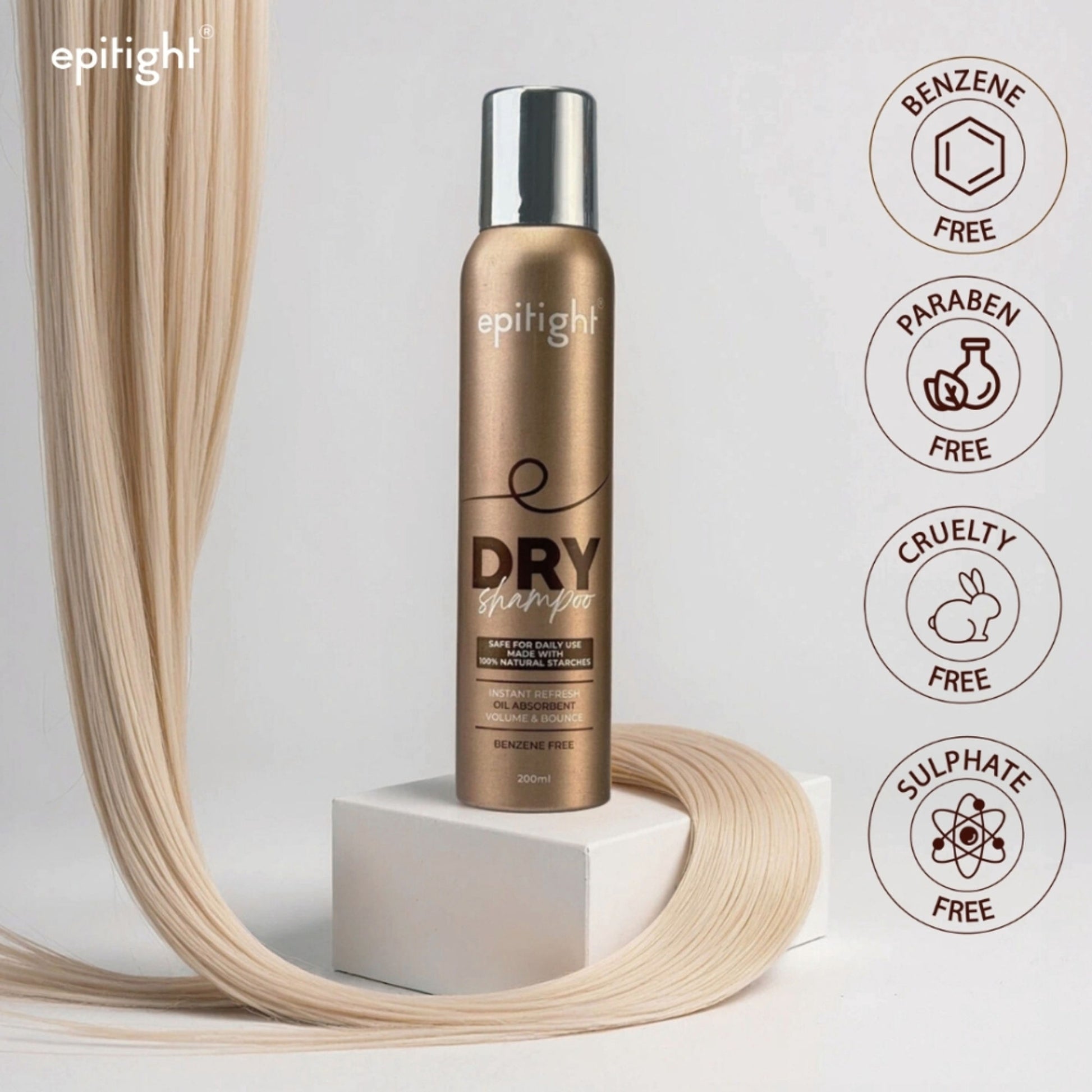 Epitight Dry Shampoo Adds Volume With Corn Starch, Benzene Free & Sunflower Oil - Sulfate Free