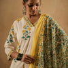 Dhiyona IE Floral Printed V-Neck Pure Cotton Straight Kurta With Trousers & Dupatta