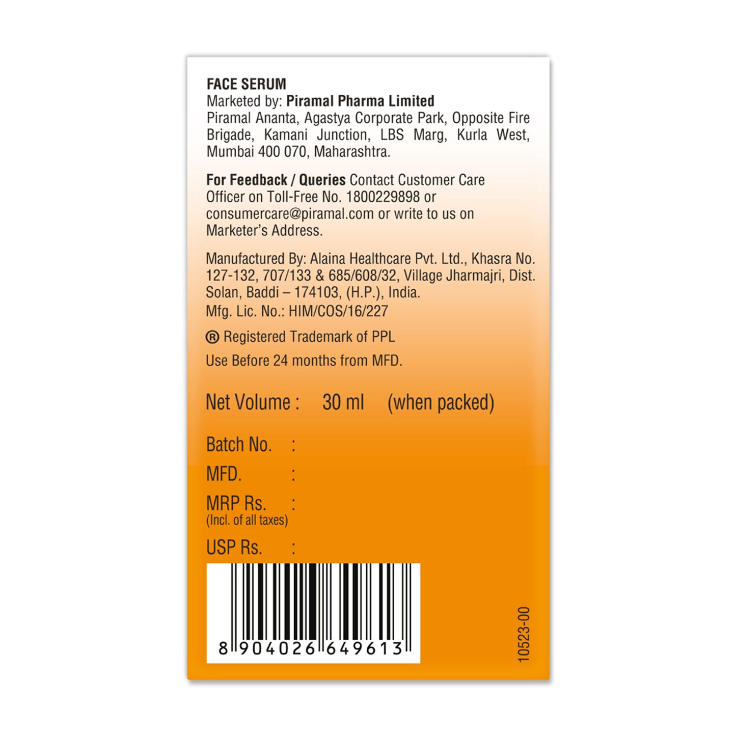 Lacto Calamine Vitamin C Face Serum with Niacinamide for Glowing Skin & Dark Spots Reduction