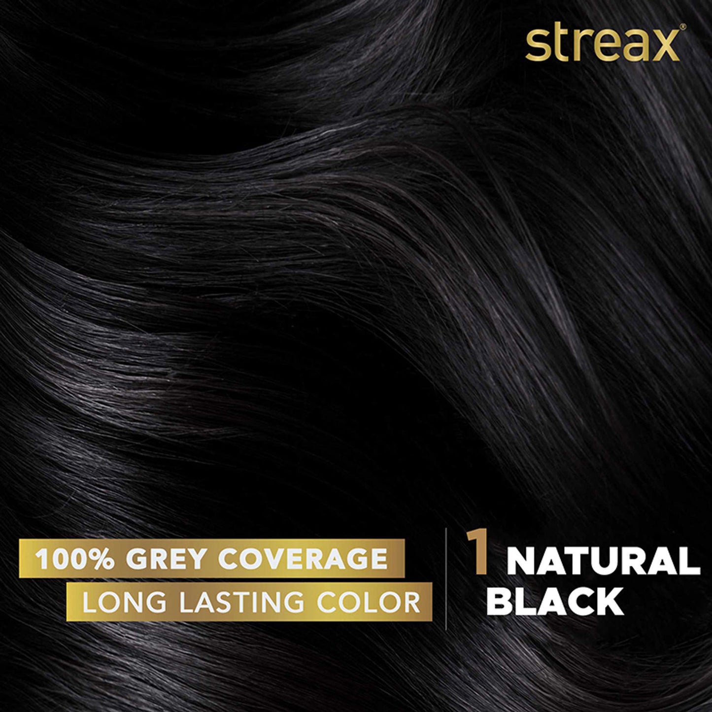 Streax Cream Hair Colour With 100% Grey Coverage & No Ammonia - 1 Natural Black