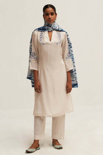 Women's White Embroidered Salwar Suit