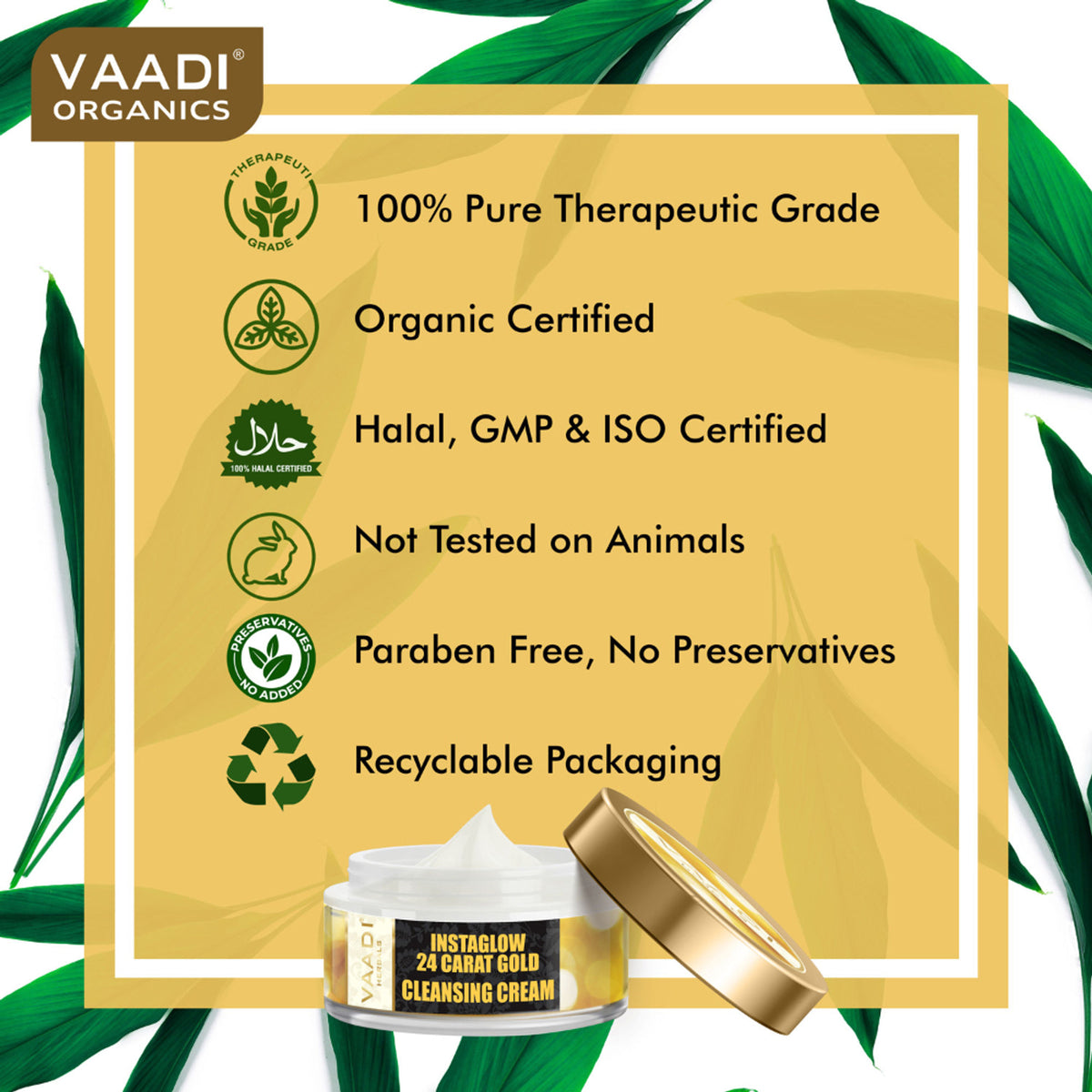 Vaadi Herbals 24 Carat Gold Cleansing Cream - Marigold Oil