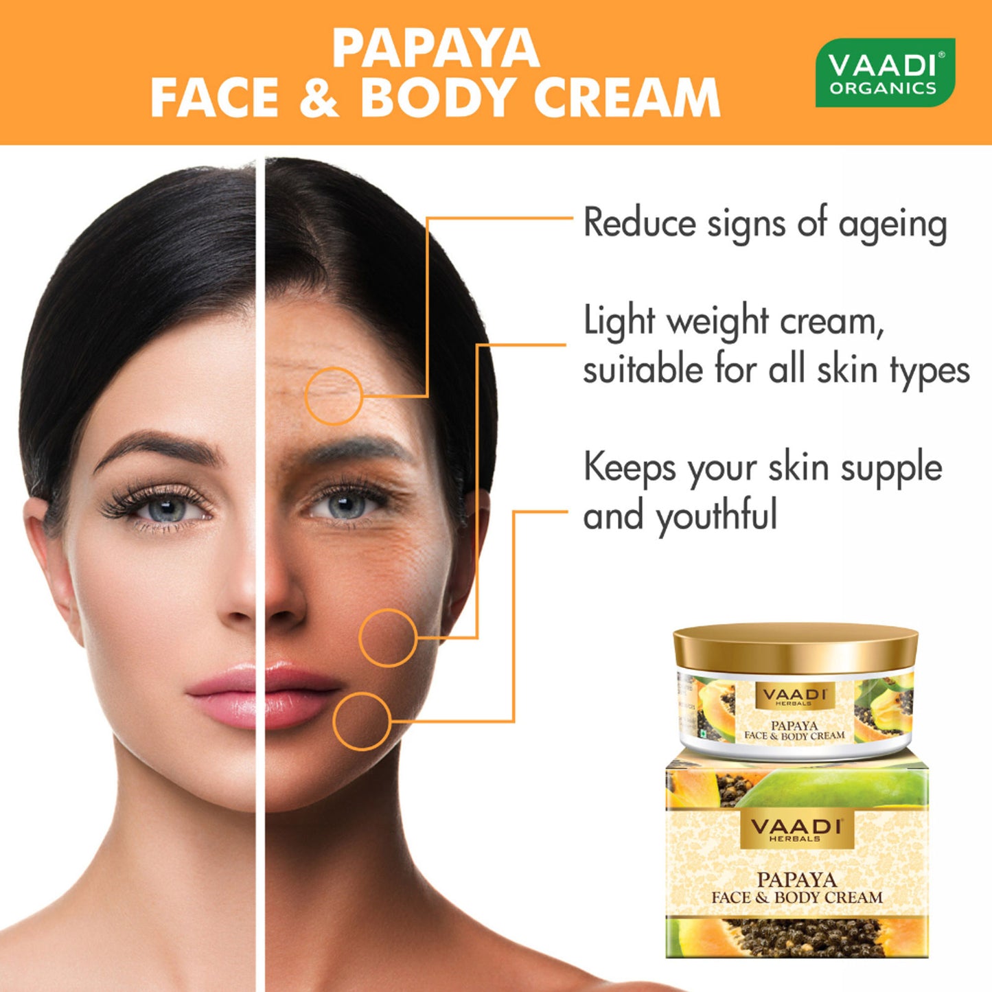 Vaadi Herbals Papaya Face & Body Cream Pack Of 3