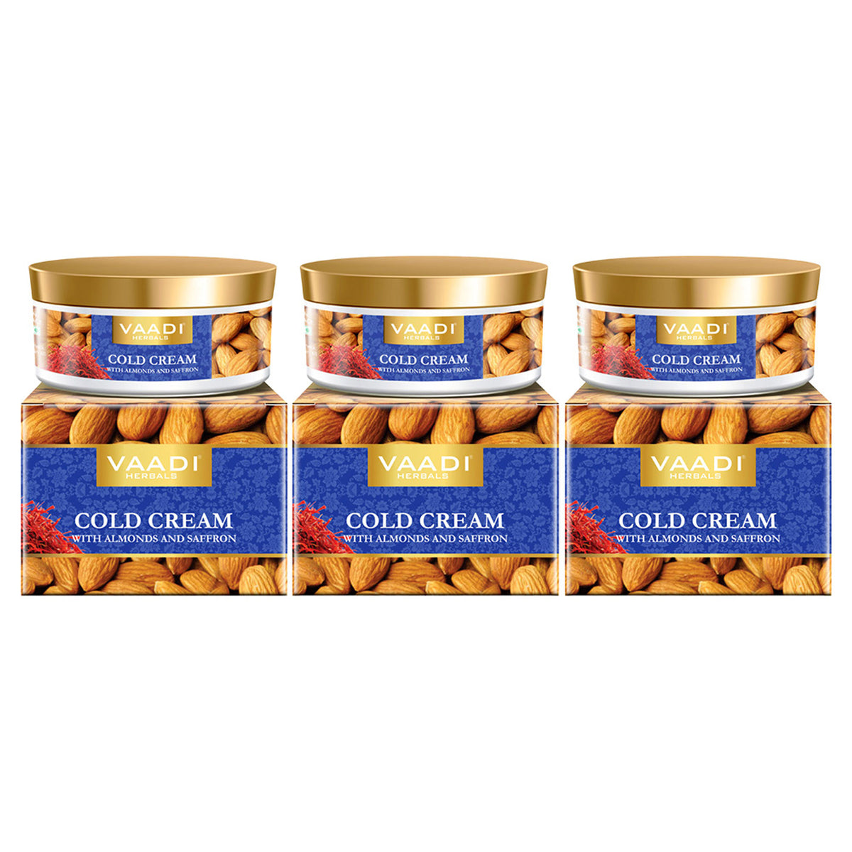 Vaadi Herbals Value Pack Of 3 Cold Cream With Almonds & Saffron