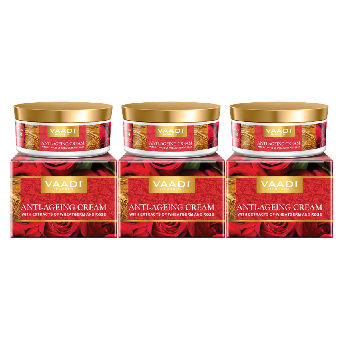 Vaadi Herbals Anti Ageing Cream With Extracts Of Wheatgerm And Rose Pack Of 3
