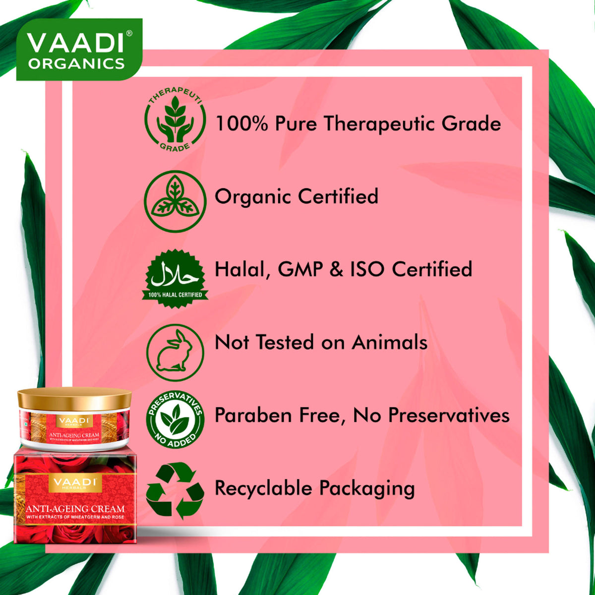 Vaadi Herbals Anti Ageing Cream With Extracts Of Wheatgerm And Rose Pack Of 3