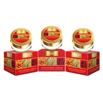 Vaadi Herbals Value Pack Of 3 Anti-Ageing Cream - Almond, Wheatgerm Oil & Rose