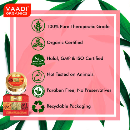 Vaadi Herbals Value Pack Of 3 Anti-Ageing Cream - Almond, Wheatgerm Oil & Rose