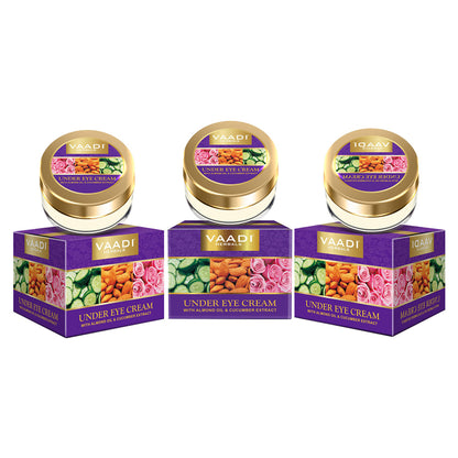 Vaadi Herbals Value Pack Of 3 Under Eye Cream - Almond Oil & Cucumber Extract