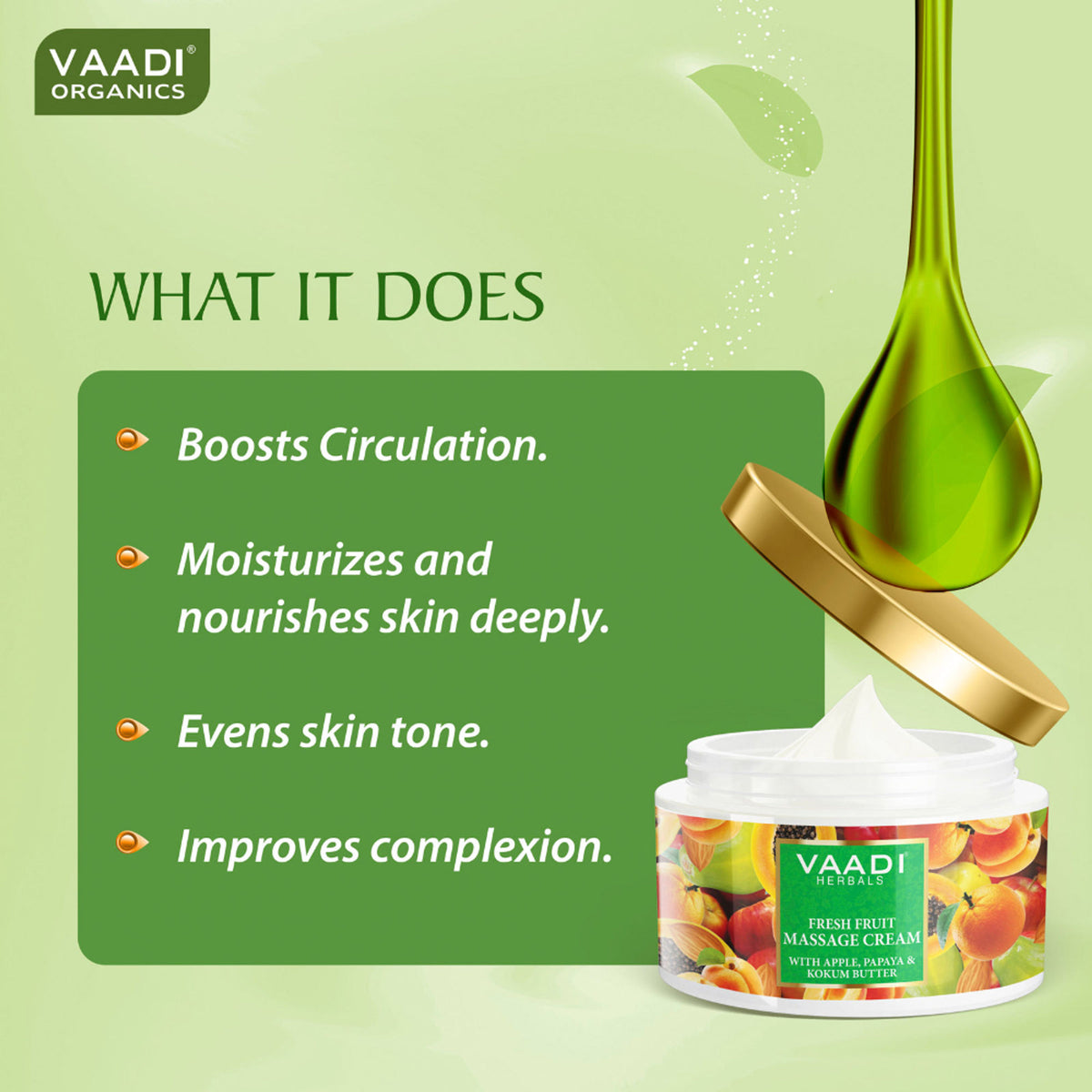 Vaadi Herbals Fresh Fruit Massage Cream With Apple Papaya & Kokum Butter