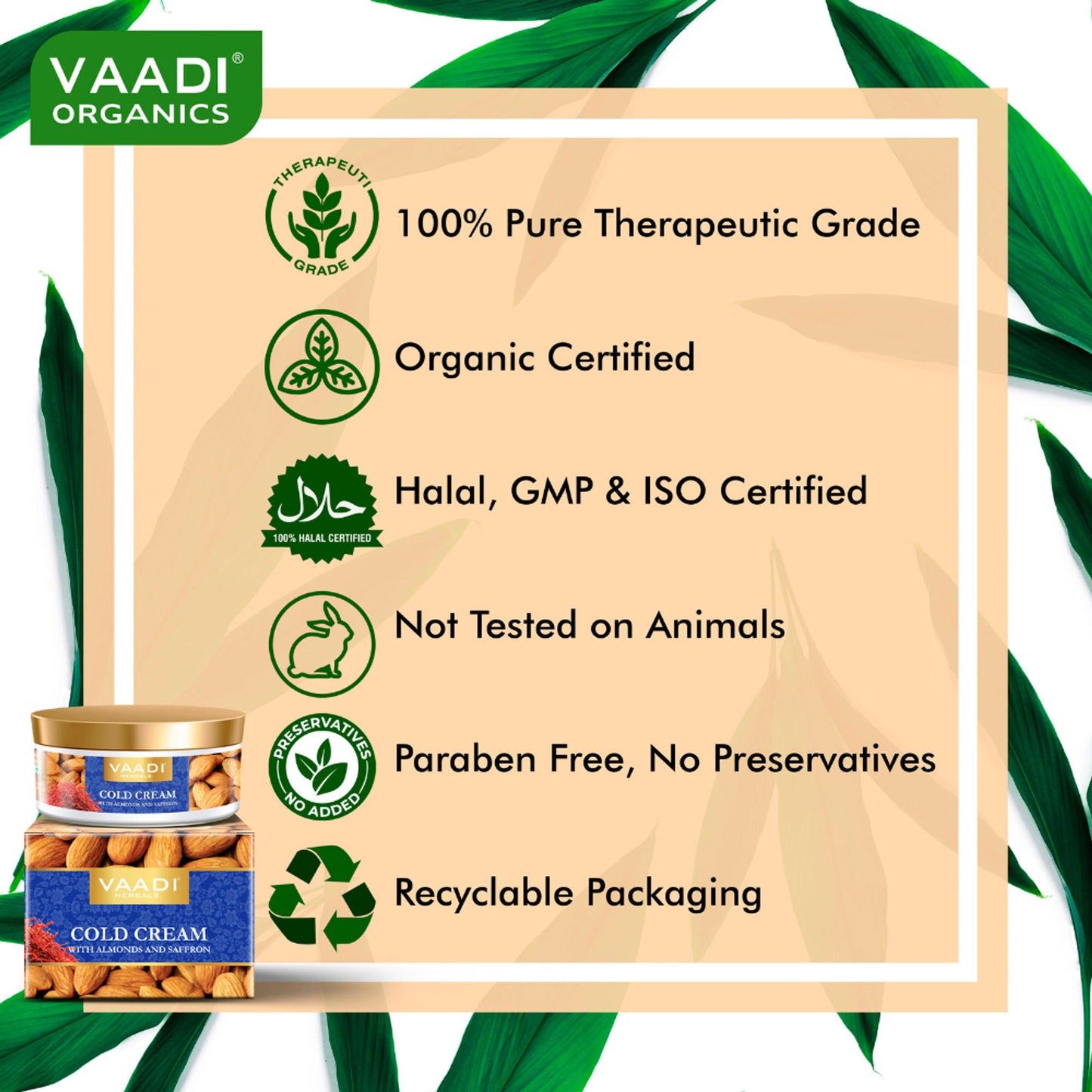 Vaadi Herbals Cold Cream With Almonds & Saffron