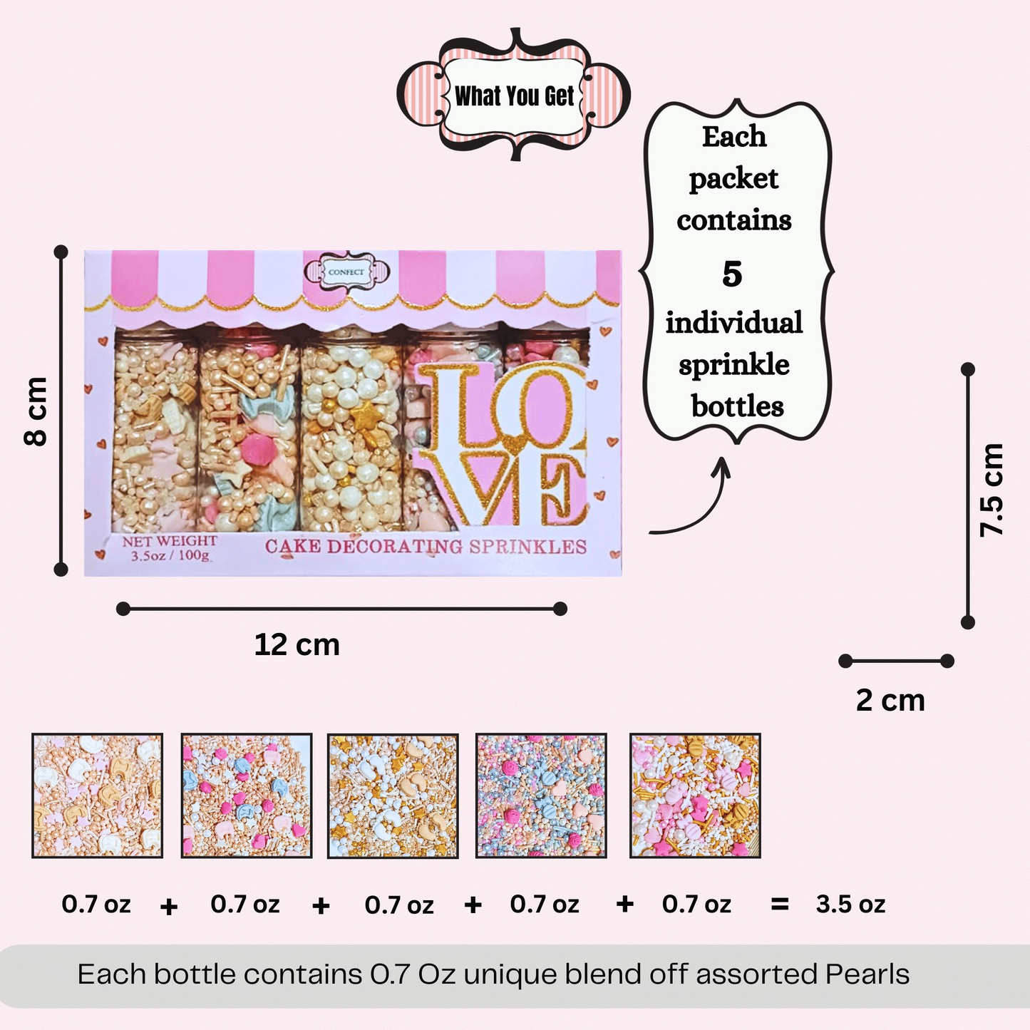 Confect Girls Baby Shower Sprinkles | Mix Heart, Teddy, Baby Feed Bottle & Baby Feet Sprinkles