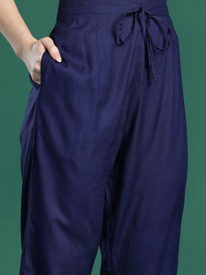 Indyancart IE Floral Printed Panelled Pure Cotton Kurta with Trousers & Dupatta