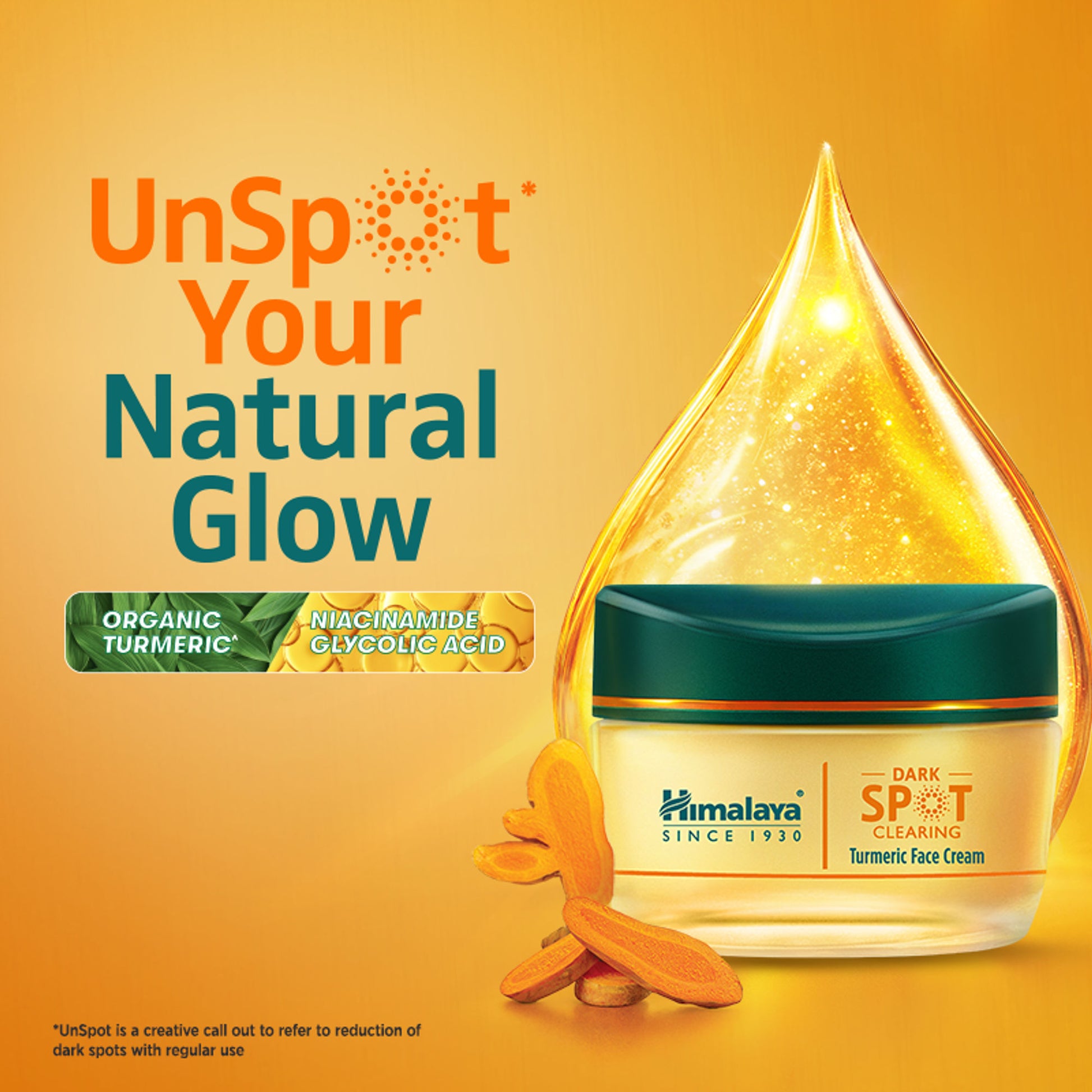 Himalaya Dark Spot Clearing Turmeric Face Cream with 2% Glycolic Acid & Niacinamide