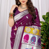 Dhiyona GR Women's Chandramukhi Wine Zari Paithani Silk Saree