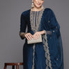 Dhiyona IE Women Floral Yoke Design Regular Sequinned Kurta with Trousers & Dupatta