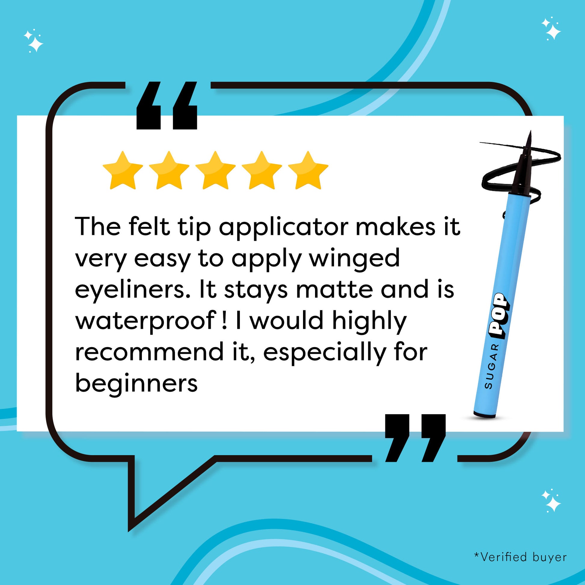 SUGAR POP Waterproof Eyeliner Pencil - Intense Black Pigment, Sweatproof Waterproof Matte 01 Black