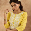 Indyancart IE Women Ethnic Motifs Embroidered Regular Thread Work Kurta with Trousers