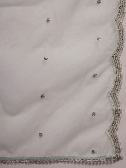 Floral Embroidered Regular Aari Work Kurta with Trousers & With Dupatta