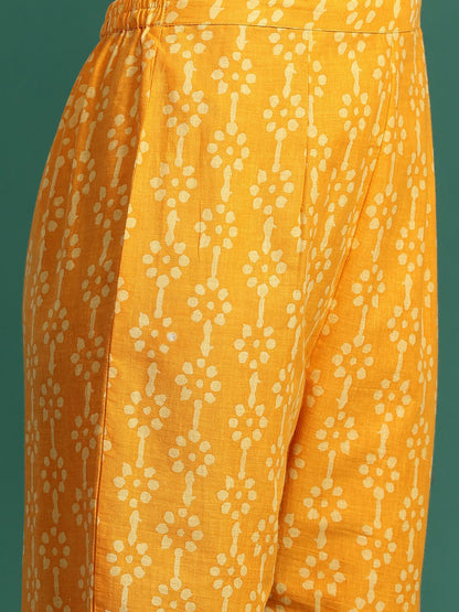 Indyancart IE Paisley Printed Pure Cotton Kurta with Trousers & With Dupatta