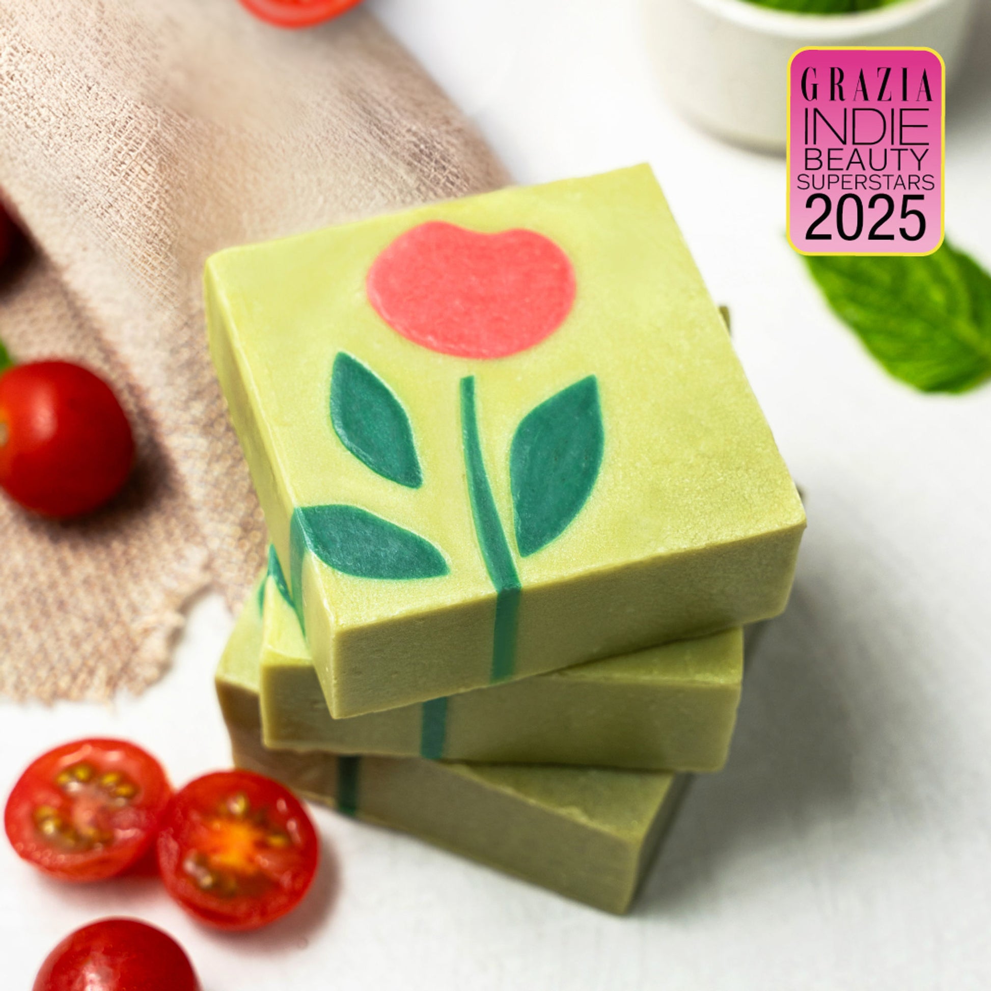 Nat Habit Cold Processed Tomato Basil AHA-BHA Moisturising Soap - Pack of 6
