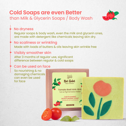 Nat Habit Cold Processed Tomato Basil AHA-BHA Moisturising Soap - Pack of 6