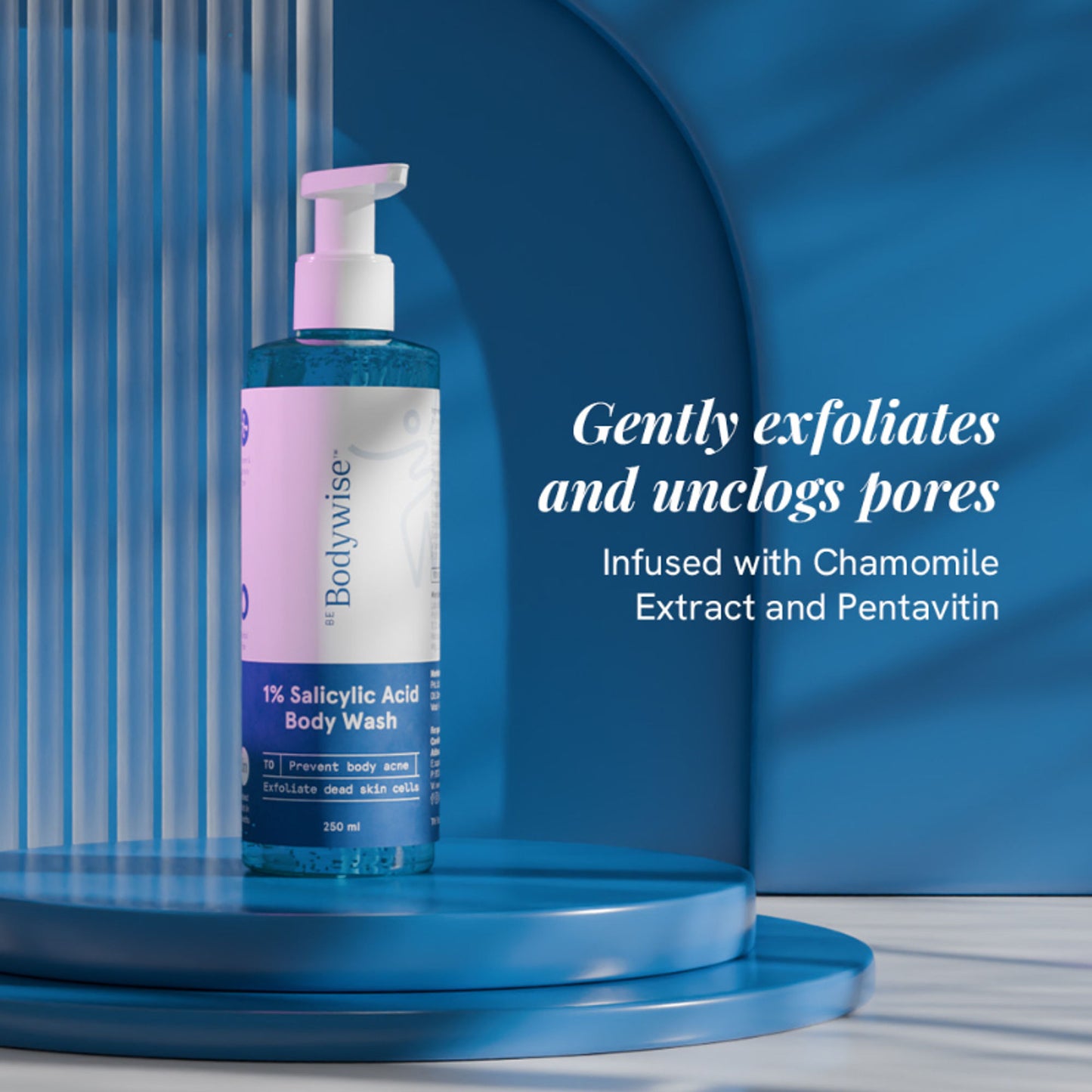 Be Bodywise 1% Salicylic Acid Body Wash, Treats Body Acne & Strawberry Skin - Exfoliating Shower Gel