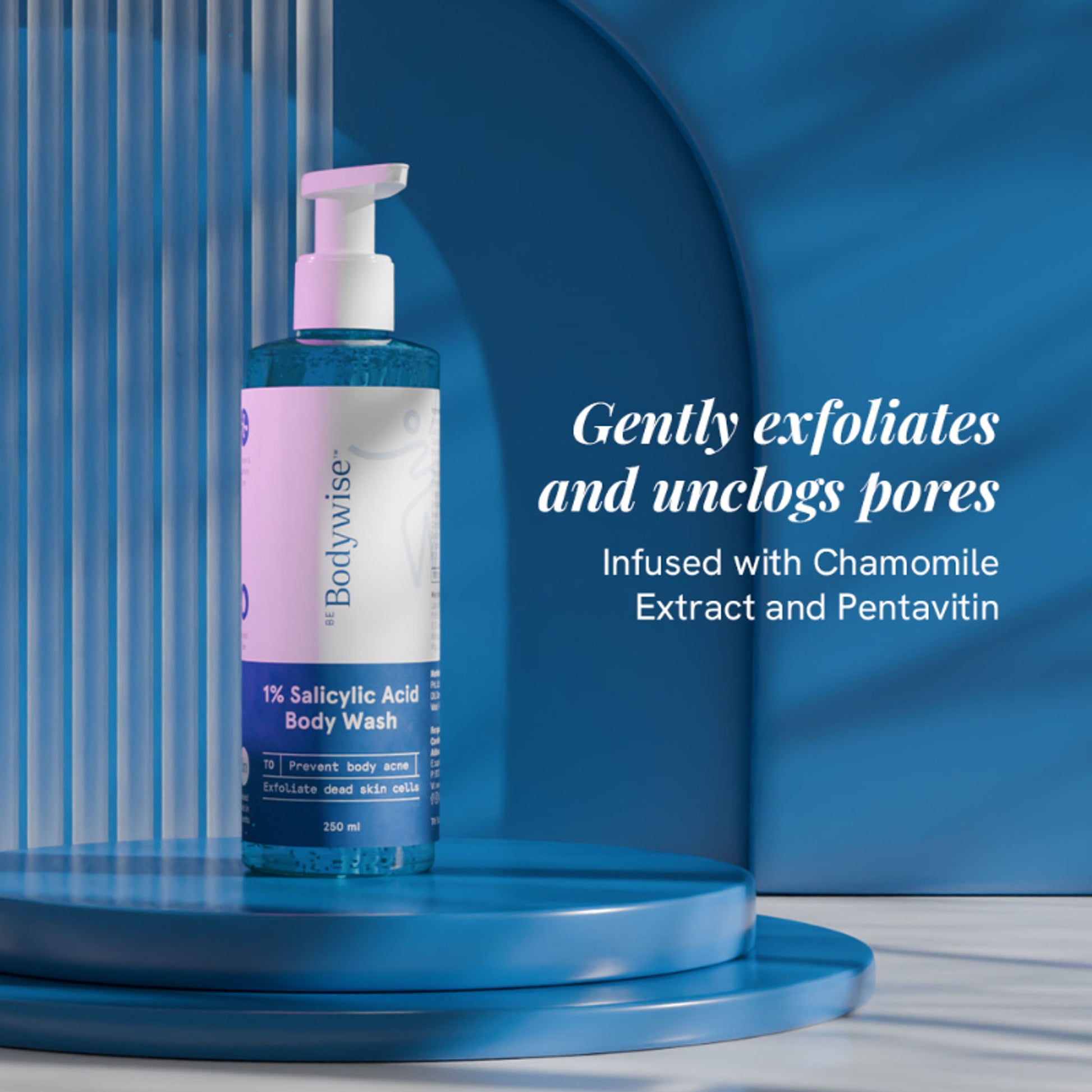 Be Bodywise 1% Salicylic Acid Body Wash, Treats Body Acne & Strawberry Skin - Exfoliating Shower Gel