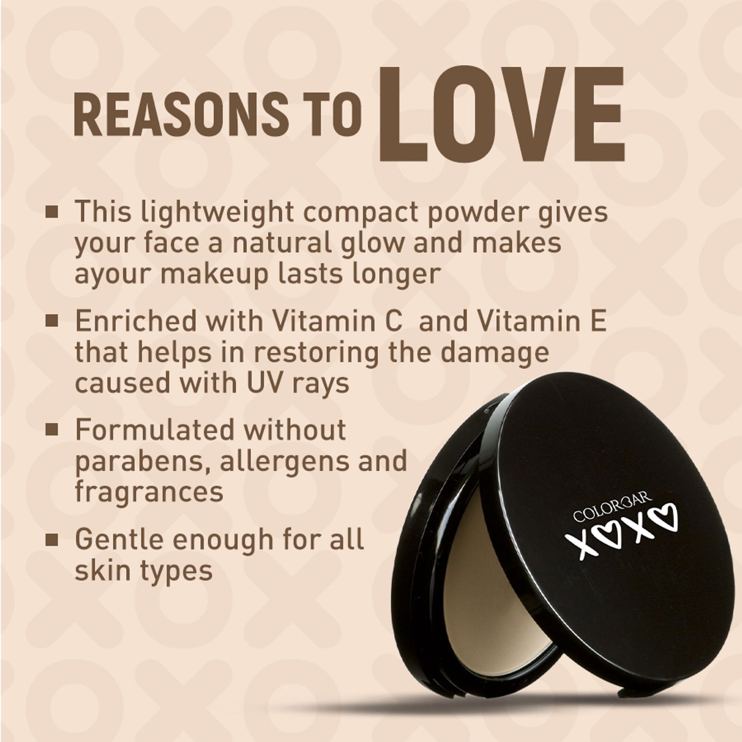 Colorbar Xoxo Everlasting Finish Compact Powder - Vanilla 001