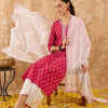 Dhiyona IE Ethnic Motifs Printed Straight Kurta with Palazzos & Dupatta