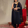 Dhiyona VA Women'sWoven Design Shoulder Straps Anarkali Kurta & Trousers With Dupatta