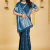 Dhiyona GR Women's Mastani Teal Zari Paithani Silk Saree